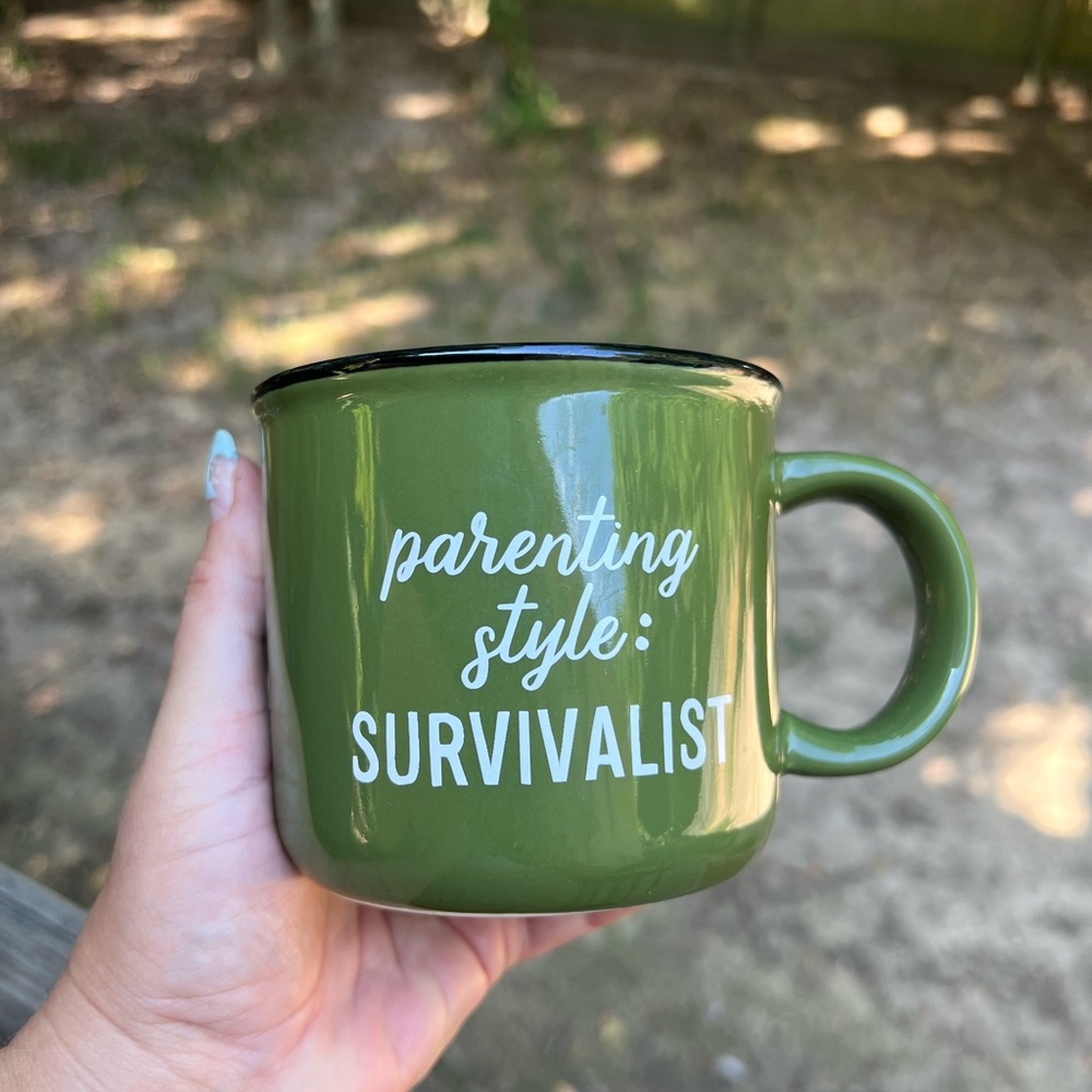 THRESHOLD Green "Parenting Style: Survivalist" Stoneware Coffee Mug - Picture 3 of 5